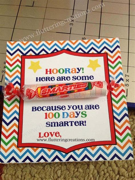 100 Days Smarter Card Attach Smarties by flutteringcreations